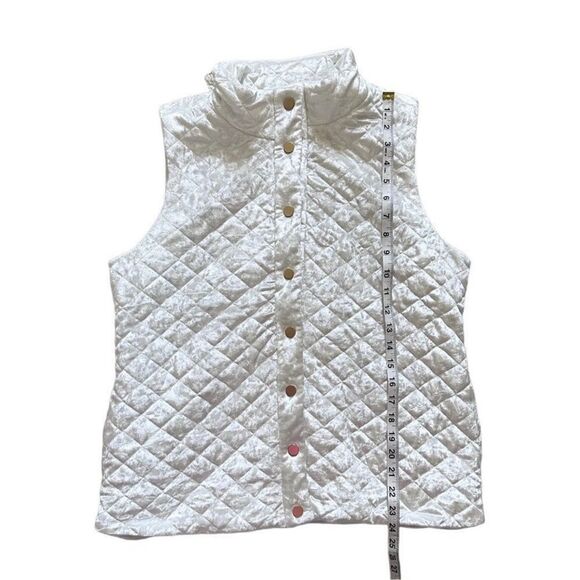 Charter Club Quilted Velvet Outdoor Gold Snap Closure Vest White Size Medium - Picture 11 of 12